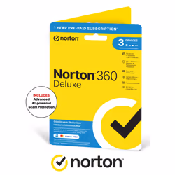 The all-in-one choice to help keep yourself and your loved ones safer online Norton 360 Deluxe is the all-in-one choice to he ...