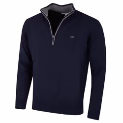 Calvin Klein Mens 2021 Knit Cotton 1/2 Zip Golf CK Top Sweater - 3XL, Navy