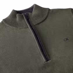 Calvin Klein Mens 2021 Knit Cotton 1/2 Zip Golf CK Top Sweater - L, Khaki