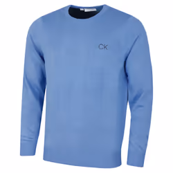 Calvin Klein Golf Mens 2021 Round Neck Tour Durable Comfort Sweater - S, Blue Marl