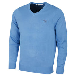 Calvin Klein Golf Mens 2021 V-Neck Tour Durable Comfort Sweater - L, Blue Marl