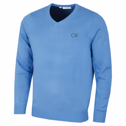 Calvin Klein Golf Mens 2021 V-Neck Tour Durable Comfort Sweater - XL, Blue Marl
