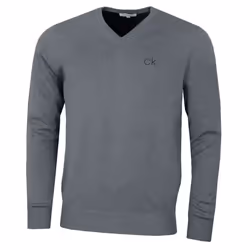 Calvin Klein Golf Mens 2021 V-Neck Tour Durable Comfort Sweater - XL, Grey Marl