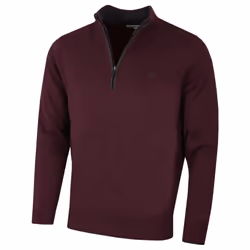 Calvin Klein Mens 2021 Knit Cotton 1/2 Zip Golf CK Top Sweater - M, French Burgundy