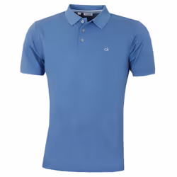 Calvin Klein Mens 2024 Campus 3 Button Ribbed Collar Golf Polo Shirt - XL, Denim Blue