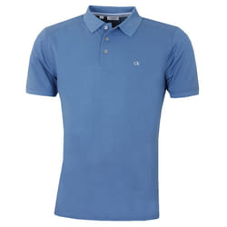 Calvin Klein Mens 2024 Campus 3 Button Ribbed Collar Golf Polo Shirt - XL, Denim Blue