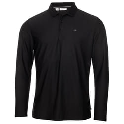 Calvin Klein Mens 2021 Long Sleeve Light Central Golf Polo Shirt - M, Black