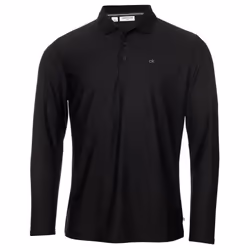 Calvin Klein Mens 2021 Long Sleeve Light Central Golf Polo Shirt - 3XL, Black