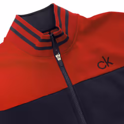 Calvin Klein Mens 2021 Retro Performance Wicking Full Zip Fleece Sweater - XL, Navy/Red