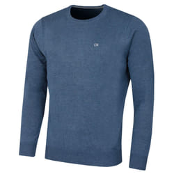 Calvin Klein Mens 2021 Crew Neck Soft Cotton Breathable Sweater - L, Denim Marl