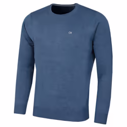 Calvin Klein Mens 2021 Crew Neck Soft Cotton Breathable Sweater - XL, Denim Marl