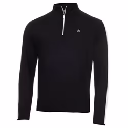 Calvin Klein Mens 2021 Striped Sleeves Newport 1/4 Zip Sweater - 3XL, Black/White