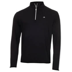 Calvin Klein Mens 2021 Striped Sleeves Newport 1/4 Zip Sweater - 3XL, Black/White