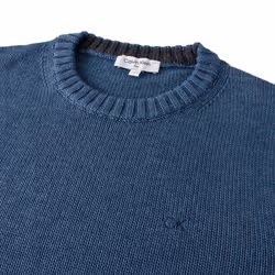 Calvin Klein Mens 2021 Knit Crew Neck Cotton CK Golf Sweater - XL, Denim Marl