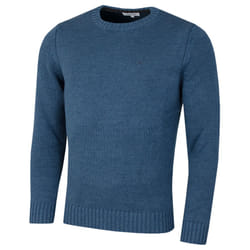 Calvin Klein Mens 2021 Knit Crew Neck Cotton CK Golf Sweater - 2XL, Denim Marl