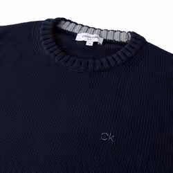 Calvin Klein Mens 2021 Knit Crew Neck Cotton CK Golf Sweater - S, Navy