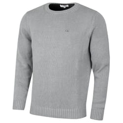 Calvin Klein Mens 2021 Knit Crew Neck Cotton CK Golf Sweater - XL, Silver Marl