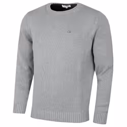 Calvin Klein Mens 2021 Knit Crew Neck Cotton CK Golf Sweater - 2XL, Silver Marl