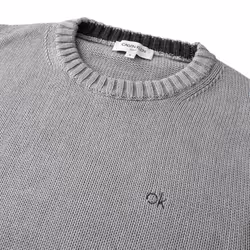 Calvin Klein Mens 2021 Knit Crew Neck Cotton CK Golf Sweater - 2XL, Silver Marl