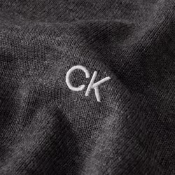 Calvin Klein Mens 2021 V-Neck Soft Cotton Easy Care Sweater - L, Charcoal Marl