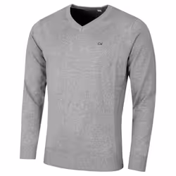 Calvin Klein Mens 2021 V-Neck Soft Cotton Easy Care Sweater - 2XL, Grey Marl