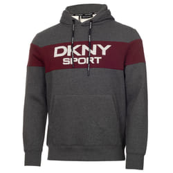 DKNY Mens 2021 South Street Breathable Colour Block Hoodie Soft Hoody - S, Charcoal Marl