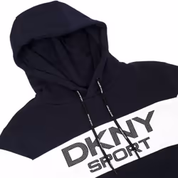 DKNY Mens 2021 South Street Breathable Colour Block Hoodie Soft Hoody - S, Navy