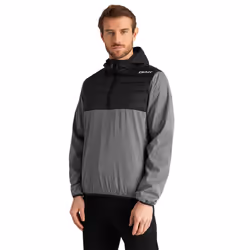 DKNY Mens 2021 Down Wind Water Resistant Hybrid 1/4 Zip Padded Light Jacket - L, Grey Marl/Black