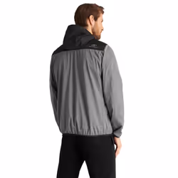 DKNY Mens 2021 Down Wind Water Resistant Hybrid 1/4 Zip Padded Light Jacket - L, Grey Marl/Black