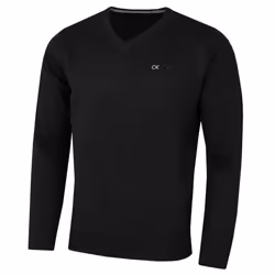 Calvin Klein Mens 2021 V-Neck Soft Cotton Easy Care Sweater - 4XL, Black