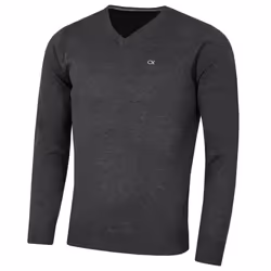 Calvin Klein Mens 2021 V-Neck Soft Cotton Easy Care Sweater - 4XL, Charcoal Marl