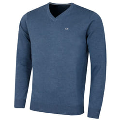 Calvin Klein Mens 2021 V-Neck Soft Cotton Easy Care Sweater - 3XL, Denim Marl