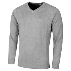 Calvin Klein Mens 2021 V-Neck Soft Cotton Easy Care Sweater - 4XL, Grey Marl