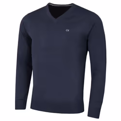 Calvin Klein Mens 2021 V-Neck Soft Cotton Easy Care Sweater - 4XL, Navy Marl