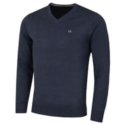 Calvin Klein Mens 2021 V-Neck Soft Cotton Easy Care Sweater - 4XL, Navy Marl