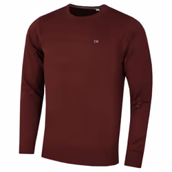 Calvin Klein Mens 2022 Crew Neck Cotton Breathable Golf Sweater - L, Burgundy