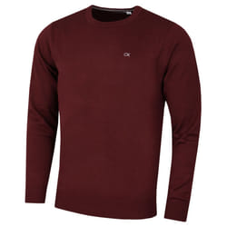 Calvin Klein Mens 2022 Crew Neck Cotton Breathable Golf Sweater - L, Burgundy