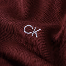 Calvin Klein Mens 2022 Crew Neck Cotton Breathable Golf Sweater - L, Burgundy