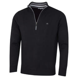 Calvin Klein Mens 2021 Knit Cotton 1/2 Zip Golf CK Top Sweater - M, Black Sport