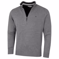 Calvin Klein Mens 2021 Knit Cotton 1/2 Zip Golf CK Top Sweater - 3XL, Grey Marl Sport