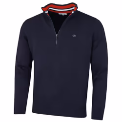 Calvin Klein Mens 2021 Knit Cotton 1/2 Zip Golf CK Top Sweater - M, Navy Sport