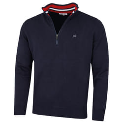 Calvin Klein Mens 2021 Knit Cotton 1/2 Zip Golf CK Top Sweater - M, Navy Sport