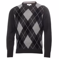 Calvin Klein Mens 2021 Argyle Crew Neck Breathable Soft Sweater - 2XL, Charcoal