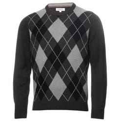 Calvin Klein Mens 2021 Argyle Crew Neck Breathable Soft Sweater - 2XL, Charcoal