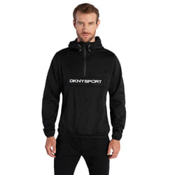 DKNY Mens Downwind 1/4 Zip Water Repellent Lightweight Jacket - L, Black