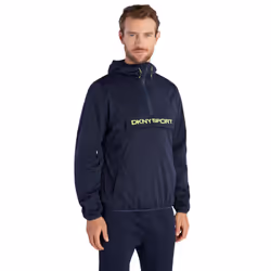 DKNY Mens Downwind 1/4 Zip Water Repellent Lightweight Jacket - L, Navy
