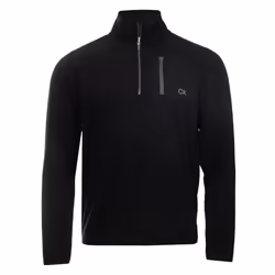 Calvin Klein Mens 2025 Planet Fleece Half Zip Stretch Super Soft Golf Sweater - M, Black