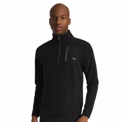 Calvin Klein Mens 2025 Planet Fleece Half Zip Stretch Super Soft Golf Sweater - XL, Black