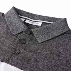 Calvin Klein Mens 2022 Colour Block Lightweight Breathable Golf Polo Shirt - M, Charcoal/White