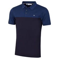 Calvin Klein Mens 2022 Colour Block Lightweight Breathable Golf Polo Shirt - M, Cobalt Marl/Navy